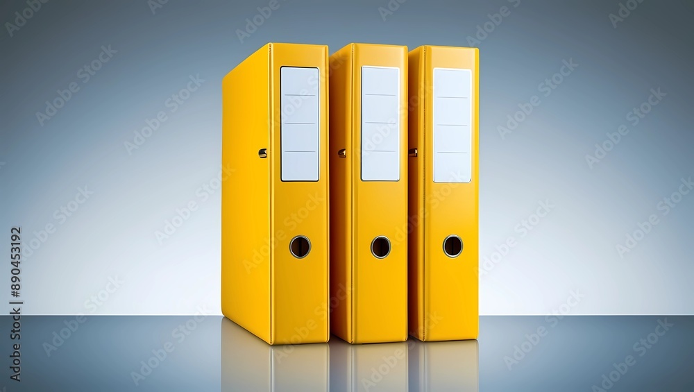 Three Yellow Binders with White Labels
Three Yellow Binders with White Labels