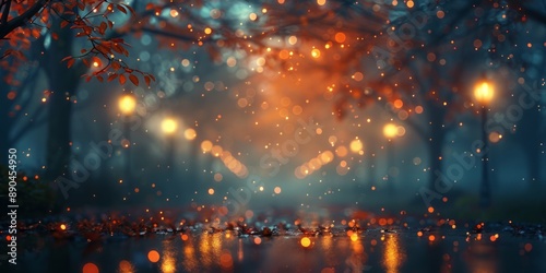 Dreamy bokeh background. A leafy tree with a blue sky background. The leaves are illuminated by the sun and the sky is filled with light