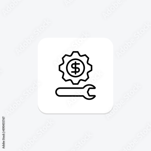 Repair Cost line icon , vector, pixel perfect, illustrator file