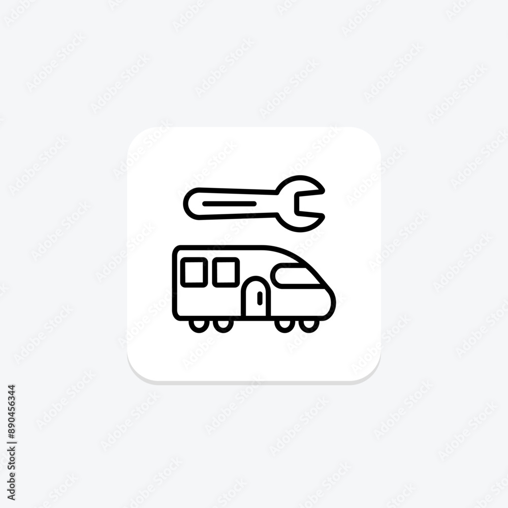 Train Repair line icon , vector, pixel perfect, illustrator file Train Repair line icon , vector, pixel perfect, illustrator file