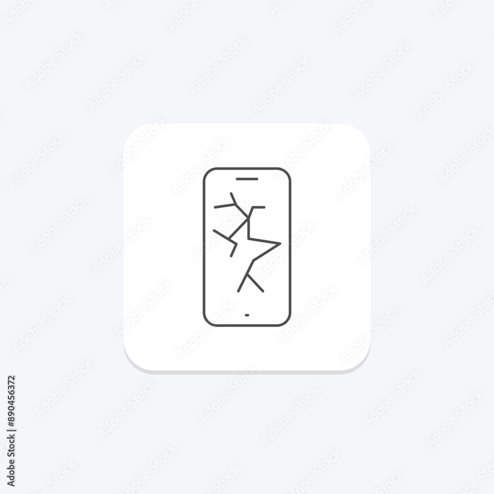 Broken Device thinline icon , vector, pixel perfect, illustrator file Broken Device thinline icon , vector, pixel perfect, illustrator file