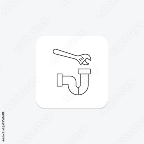 Plumbing Repair thinline icon , vector, pixel perfect, illustrator file