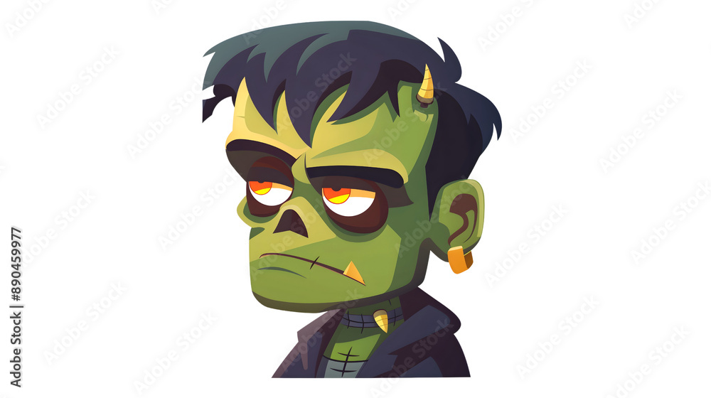 Transparent Frankenstein Sticker for Halloween: Isolated Creepy Design with Zombie Vibes Transparent Frankenstein Sticker for Halloween: Isolated Creepy Design with Zombie Vibes