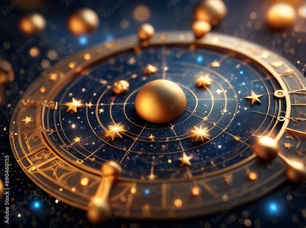Golden celestial chart featuring planets and stars on a vibrant blue background, perfect for astronomy websites, educational materials, or posters. Golden celestial chart featuring planets and stars on a vibrant blue background, perfect for astronomy websites, educational materials, or posters.