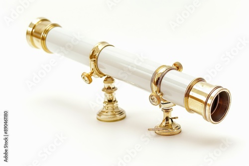 Wallpaper Mural Vintage brass telescope on a white background elegant and classic representing exploration and discovery high detail and realism historical and antique Torontodigital.ca