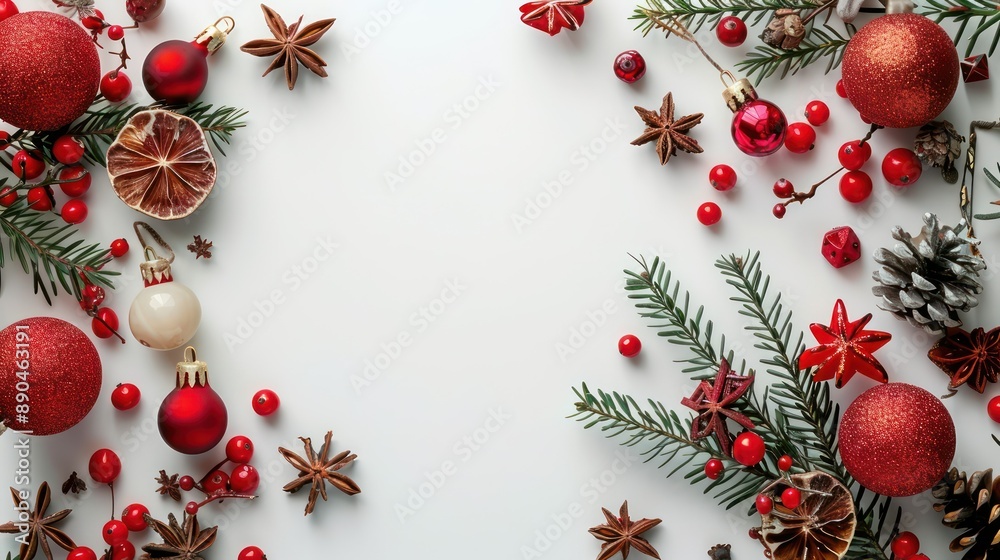 Christmas decorations in a minimalist style on a bright, simple background. Christmas decorations in a minimalist style on a bright, simple background.