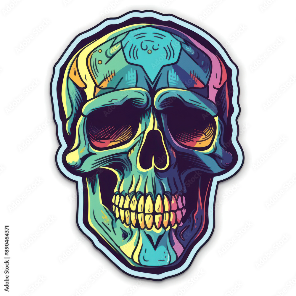 Cartoon style skull sticker, badge design Cartoon style skull sticker, badge design