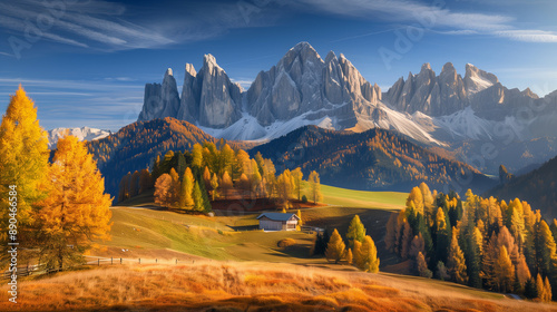 Fototapeta Naklejka Na Ścianę i Meble -  Idyllic mountain panorama in autumn