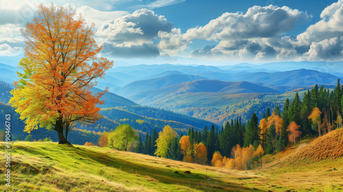 Fototapeta Naklejka Na Ścianę i Meble -  Idyllic mountain panorama in autumn