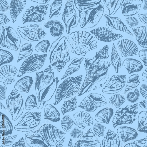 Vector sea animals seamless pattern.