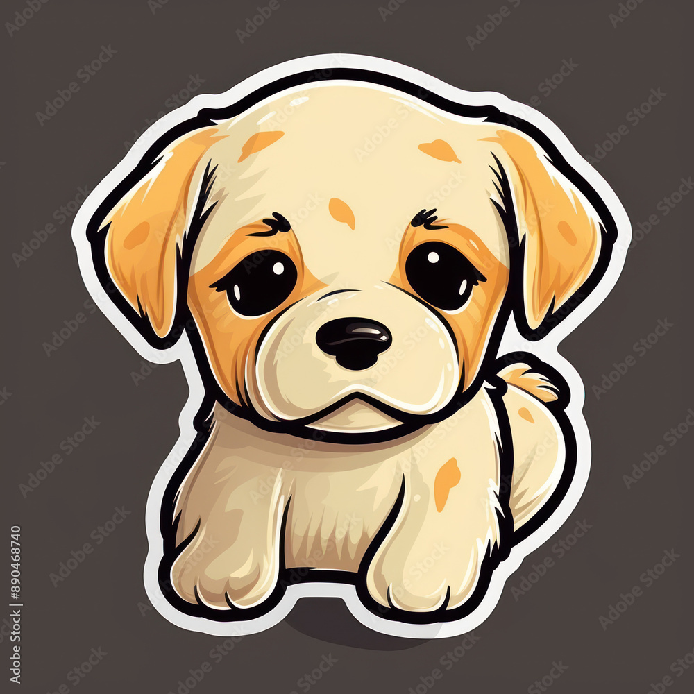 Cartoon style dog sticker, badge design Cartoon style dog sticker, badge design