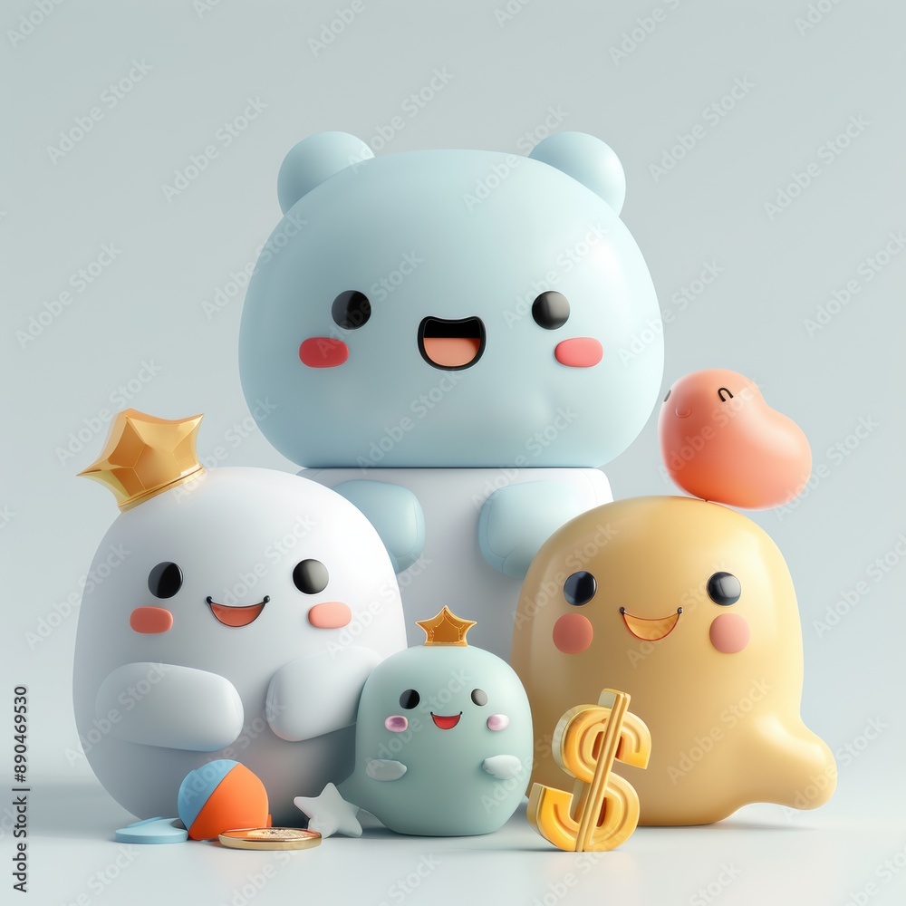 Smiling Characters Celebrate a Money Transfer