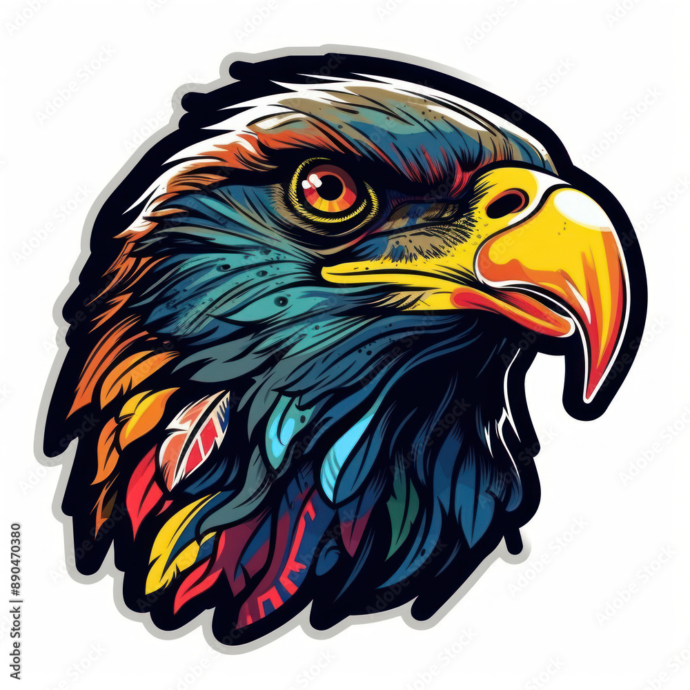 Cartoon style eagle sticker, badge design Cartoon style eagle sticker, badge design