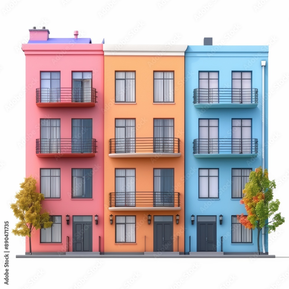 Obraz premium Colorful Row Houses With Balconies