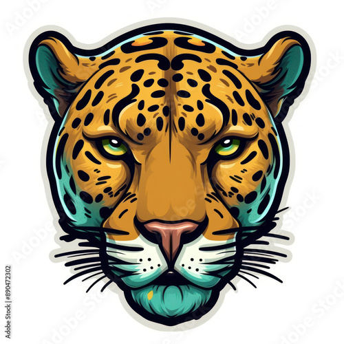 Cartoon style jaguar sticker, badge design
