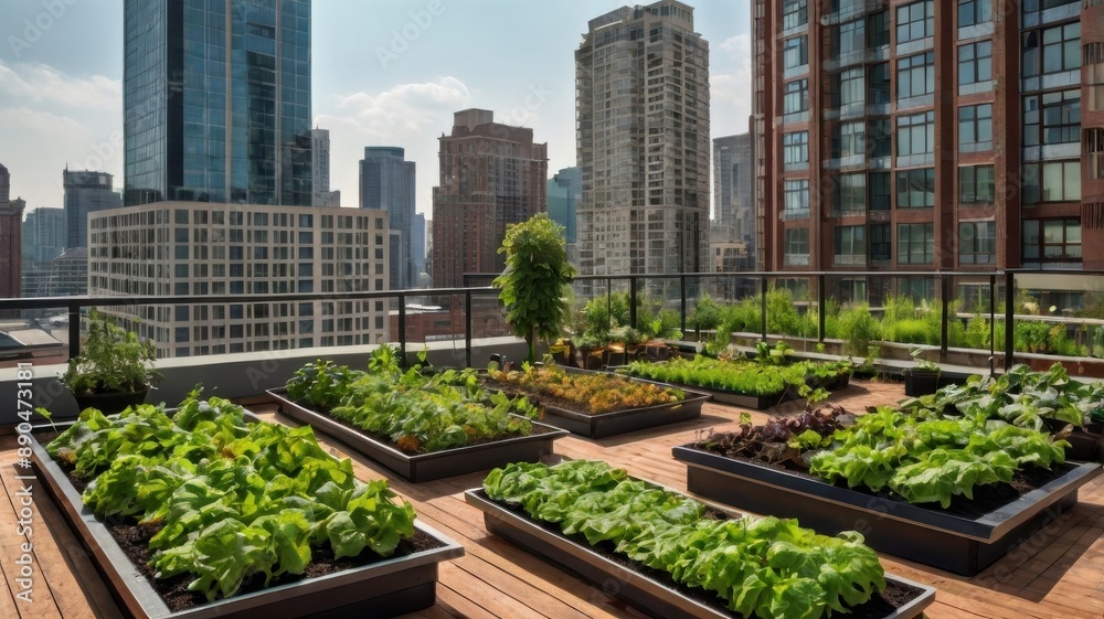 Fototapeta premium Elevated Urban Rooftop Garden