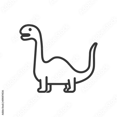 Simple Line Art Illustration of a Friendly Sauropod Dinosaur