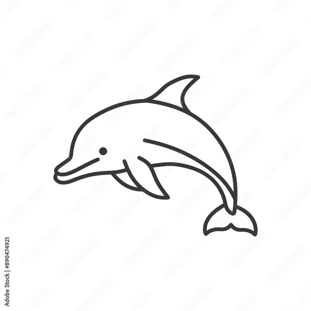 Fototapeta premium minimalist dolphin line art icon logo symbol