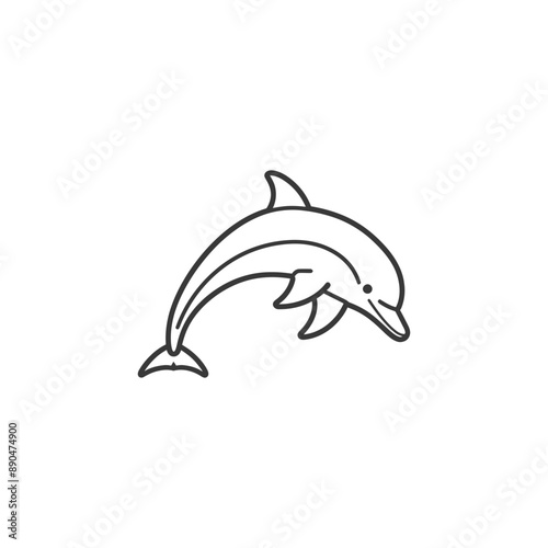 minimalist dolphin line art icon logo symbol