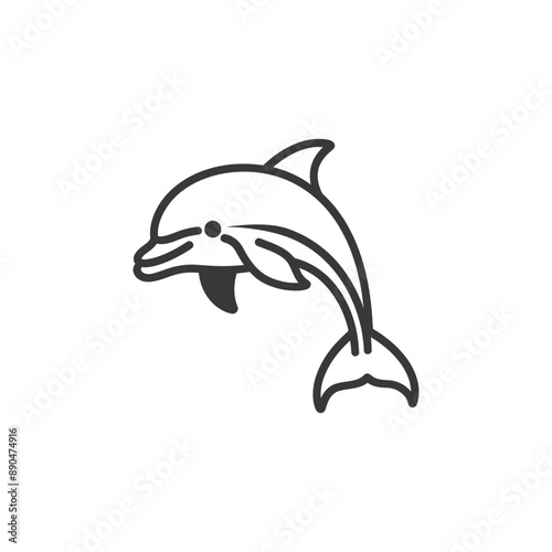 minimalist dolphin line art icon logo symbol