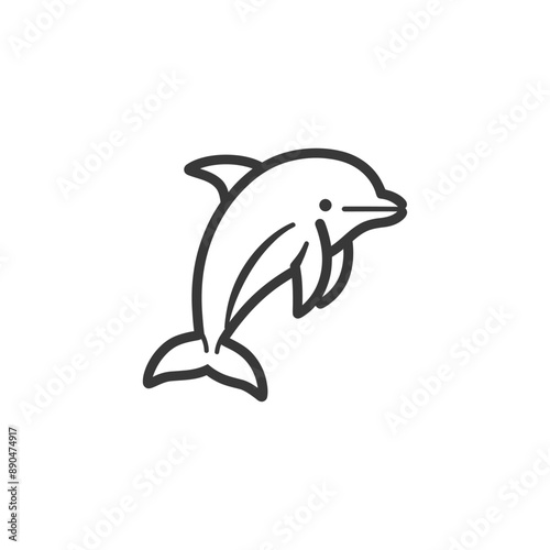 minimalist dolphin line art icon logo symbol