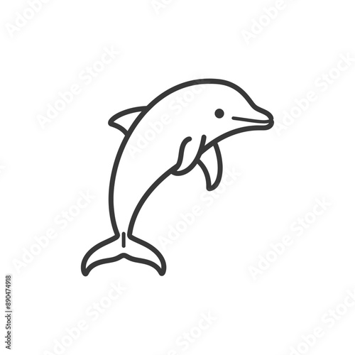 minimalist dolphin line art icon logo symbol
