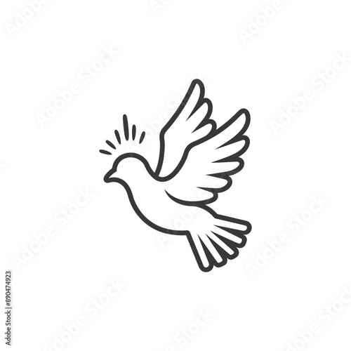 minimalist dove line art icon logo symbol
