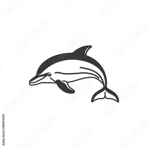 minimalist dolphin line art icon logo symbol
