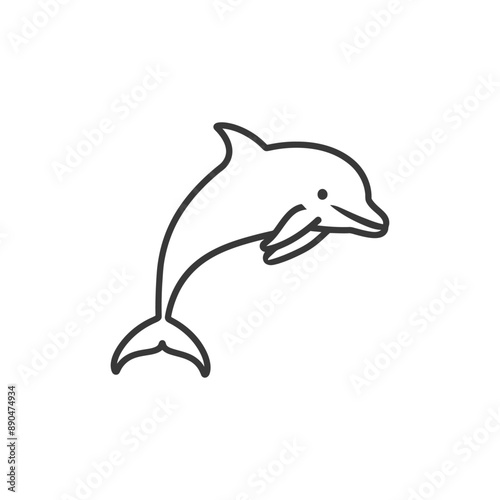 minimalist dolphin line art icon logo symbol