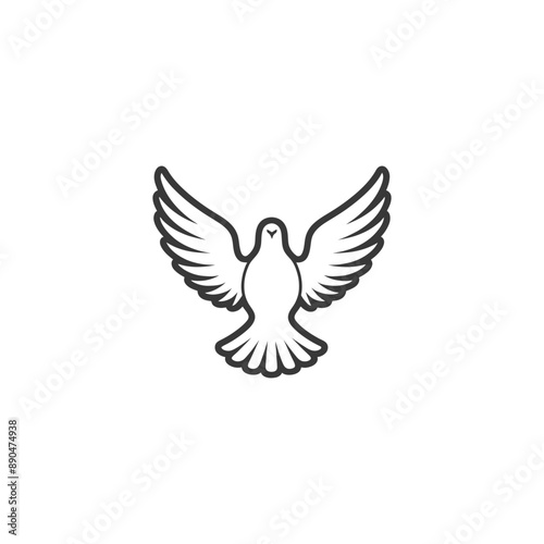 minimalist dove line art icon logo symbol