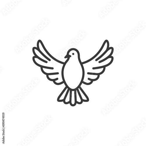 minimalist dove line art icon logo symbol