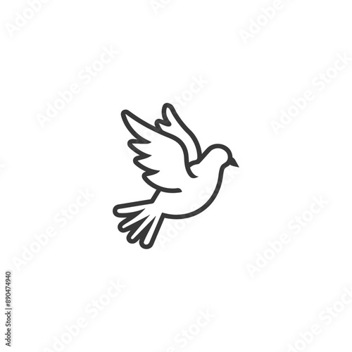 minimalist dove line art icon logo symbol