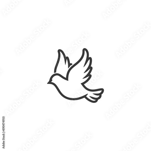minimalist dove line art icon logo symbol