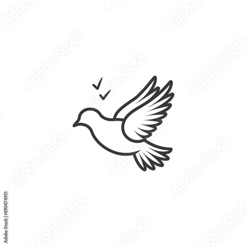 minimalist dove line art icon logo symbol