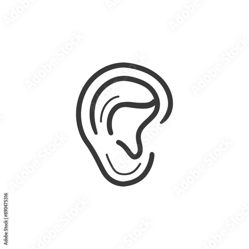 minimalist ear line art icon logo symbol
