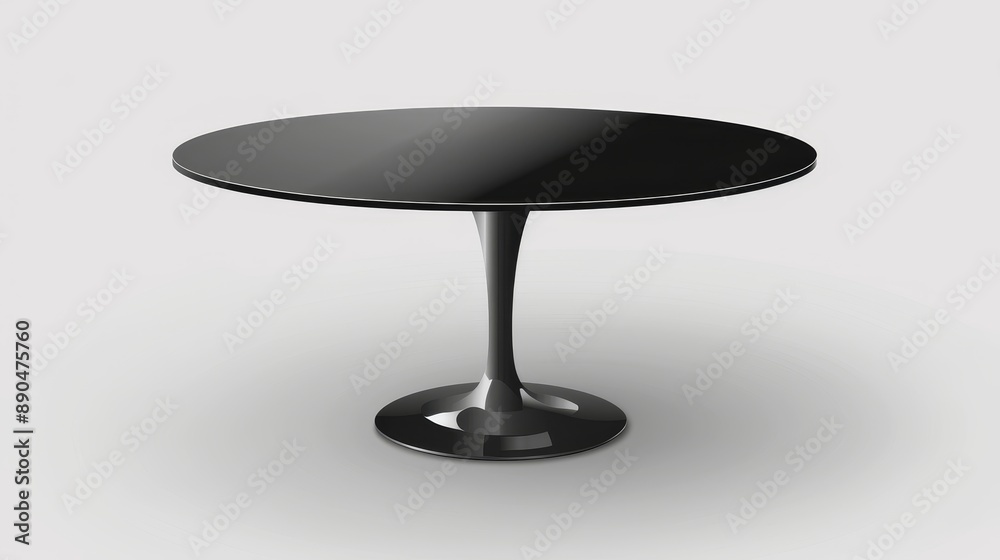 Modern black round table isolated on white Vector template of a glass table with a metal stand for a restaurant or cafe Modern black round table isolated on white Vector template of a glass table with a metal stand for a restaurant or cafe