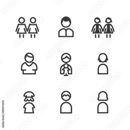 minimalist family line art icon logo symbol