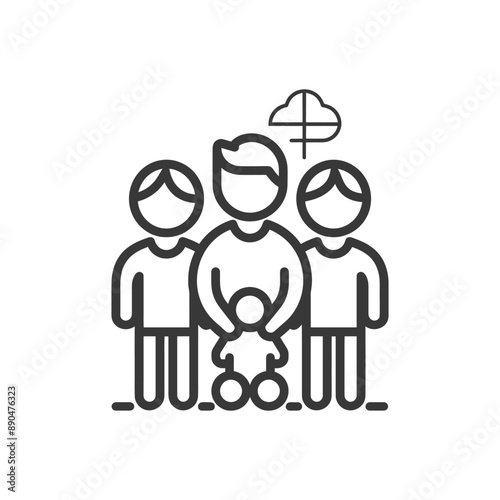 minimalist family line art icon logo symbol