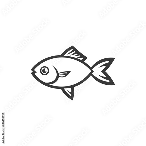 minimalist fish line art icon logo symbol