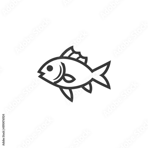 minimalist fish line art icon logo symbol