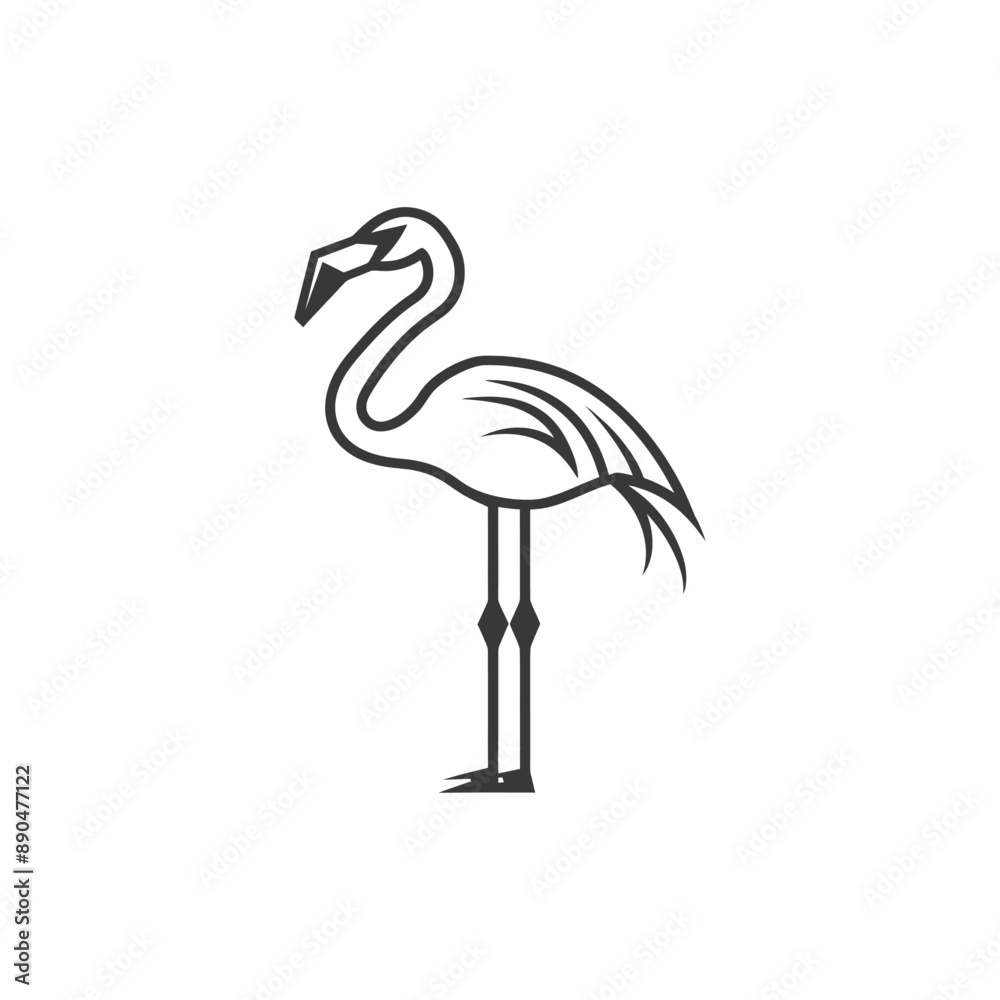 Obraz premium minimalist flamingo line art icon logo symbol
