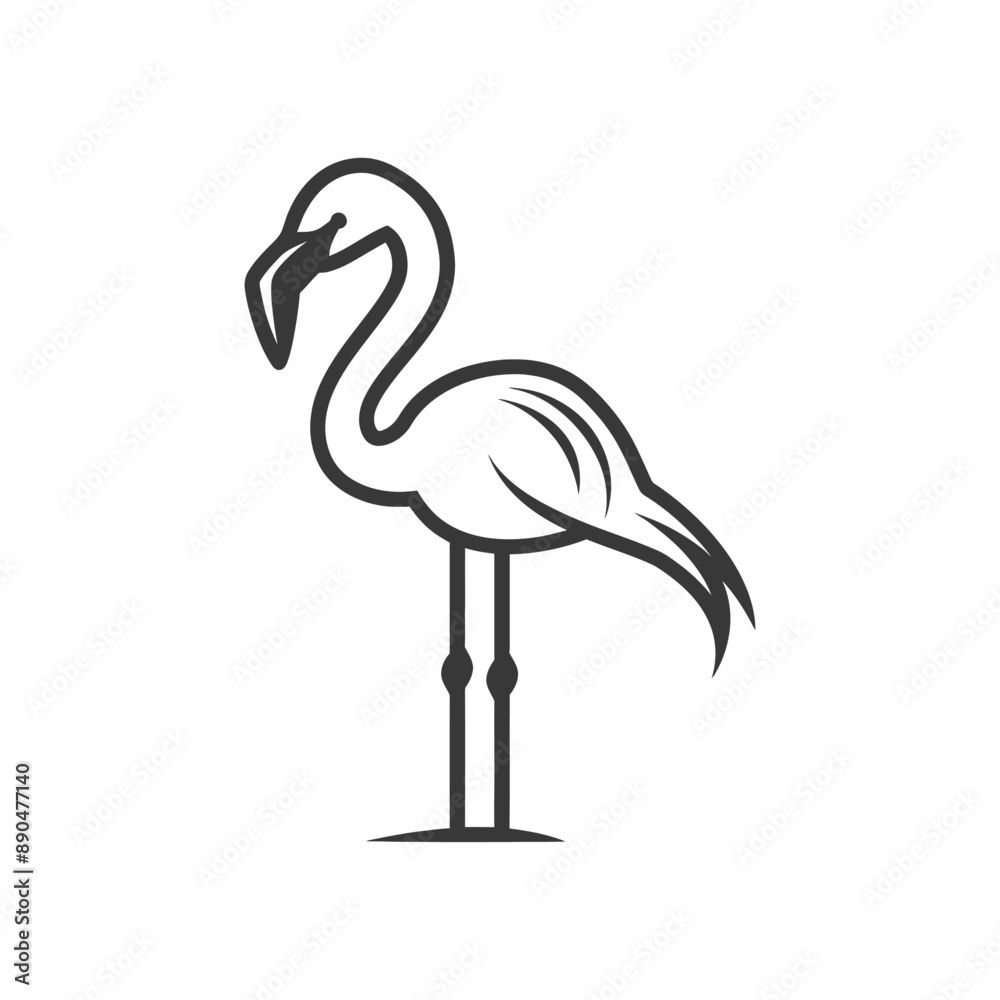 Obraz premium minimalist flamingo line art icon logo symbol