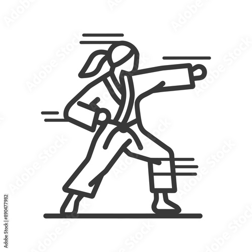 minimalist judo karate taekwondo line art icon logo symbol