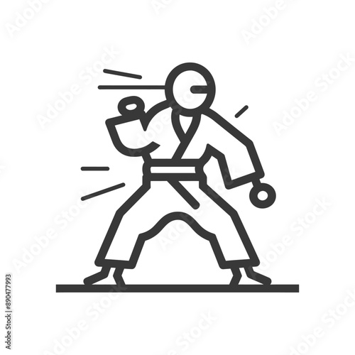 minimalist judo karate taekwondo line art icon logo symbol