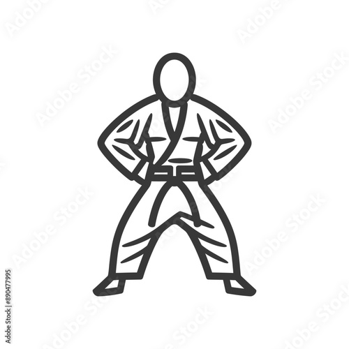 minimalist judo karate taekwondo line art icon logo symbol