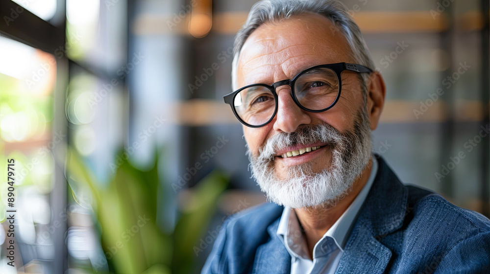 Portrait Of Smiling Senior Businessman In Modern Office Wearing Eyeglasses Looking At Camera Happy Mature Age Man With Grey Hair And Beard Indoors Headshot Closeup Portrait Of Smiling Senior Businessman In Modern Office Wearing Eyeglasses Looking At Camera Happy Mature Age Man With Grey Hair And Beard Indoors Headshot Closeup