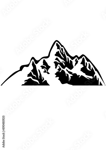 Mountain | Mountainous | Mountain Forest | Outdoor Scene | Mountain Ridges Peak | Rocky Mountain | Wildlife | Nature | Original Illustration | Vector and Clipart | Cutfile and Stencil
