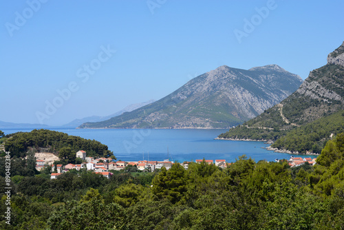 Village Zuljana on peninsula Peljesac, Croatia - view from a hill