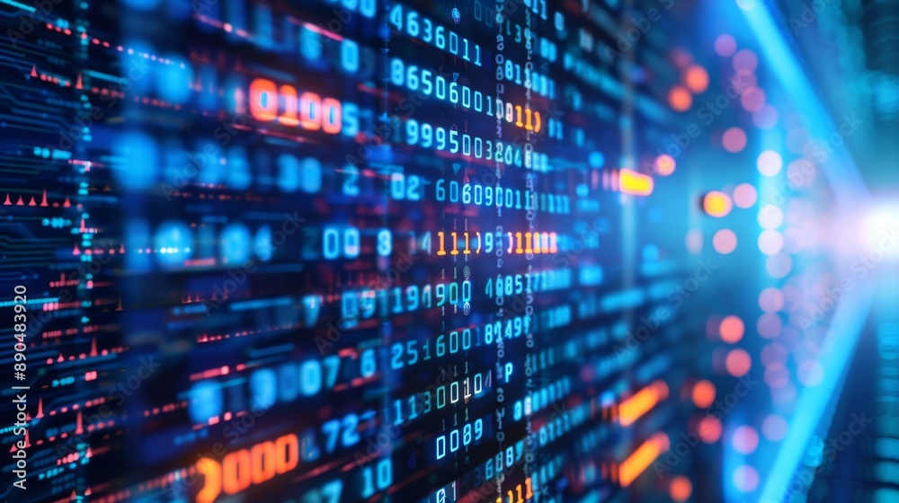 Abstract Digital Background with Binary Code and AI Algorithms Running in the Background Abstract Digital Background with Binary Code and AI Algorithms Running in the Background