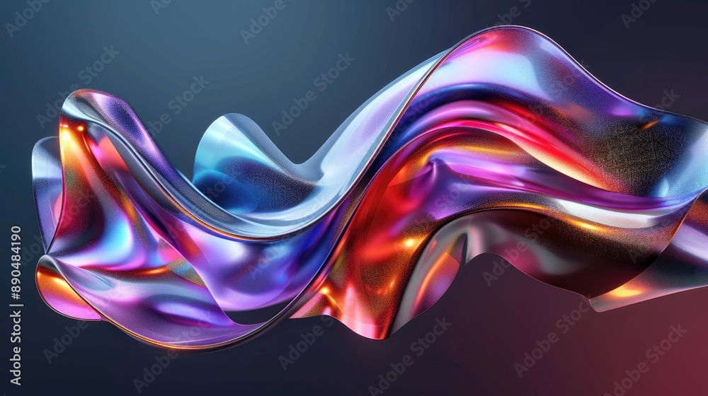 Fototapeta premium Abstract metallic holographic colored shape